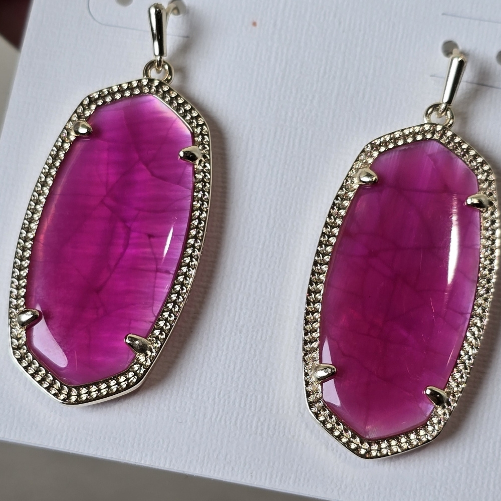 NWT KENDRA SCOTT PINK ELLE EARRINGS IN GOLD BEAUTIFUL